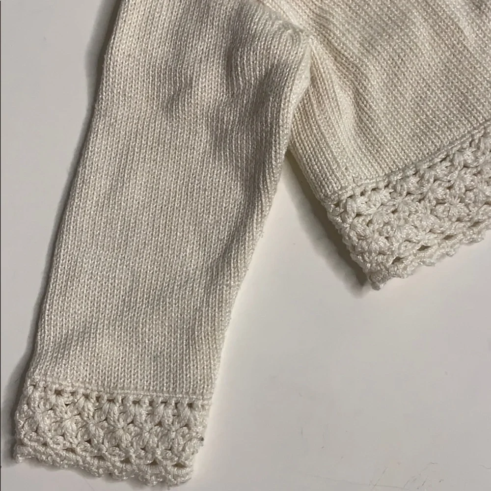 Antonella kids Ivory Knit Flower Tea Time cardigan sweater 9-12 months girls